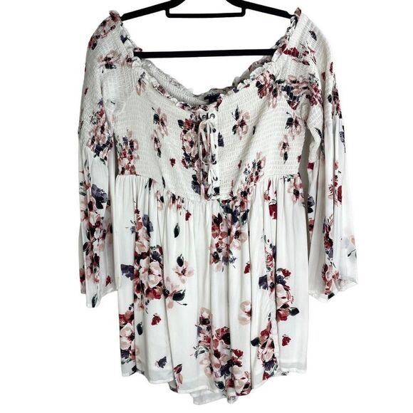 Torrid Modal Lace-up Smocked Off-Shoulder Top Size 2X - Picture 4 of 10